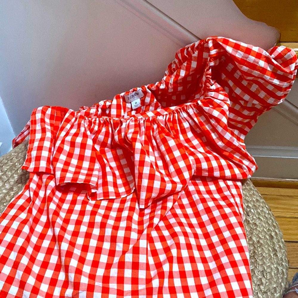 Adorable one shoulder ruffle j crew factory top!